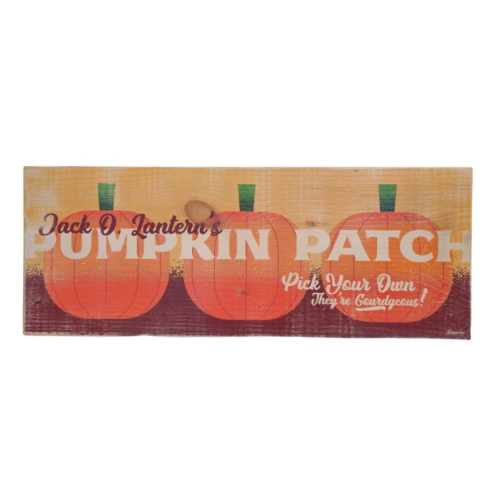 Fall Pumpkin Patch Wood Sign 24x9 Jack O Lantern Farmhouse Decor Harvest NWT